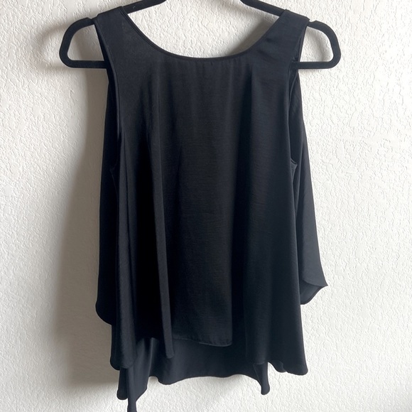 BCBGMaxAzria Tops - BCBG Maxazria Jadine black silky tank top with open sleeves